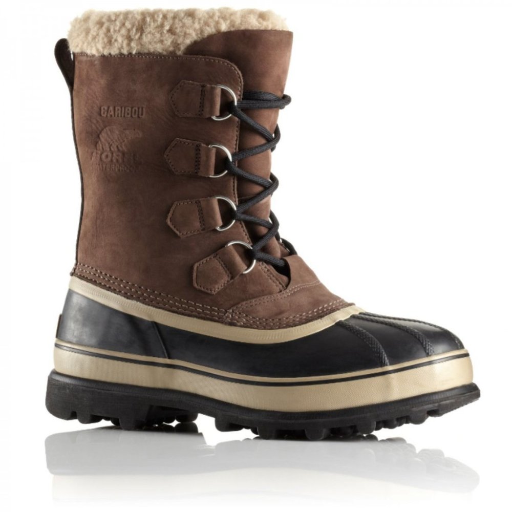 Sorel Caribou Boots Mens 12 Brown Waterproof Nubuck Leather Wool Lining Lace Up